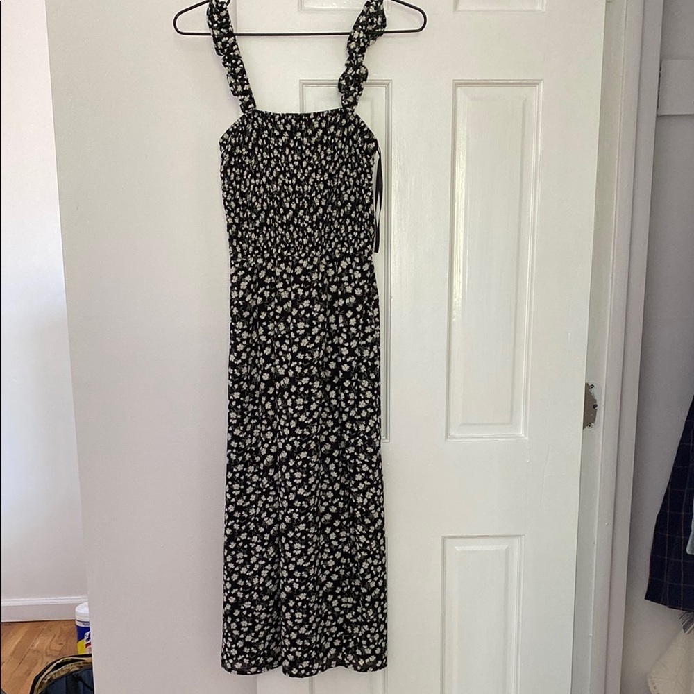 Floral Black and White Dress